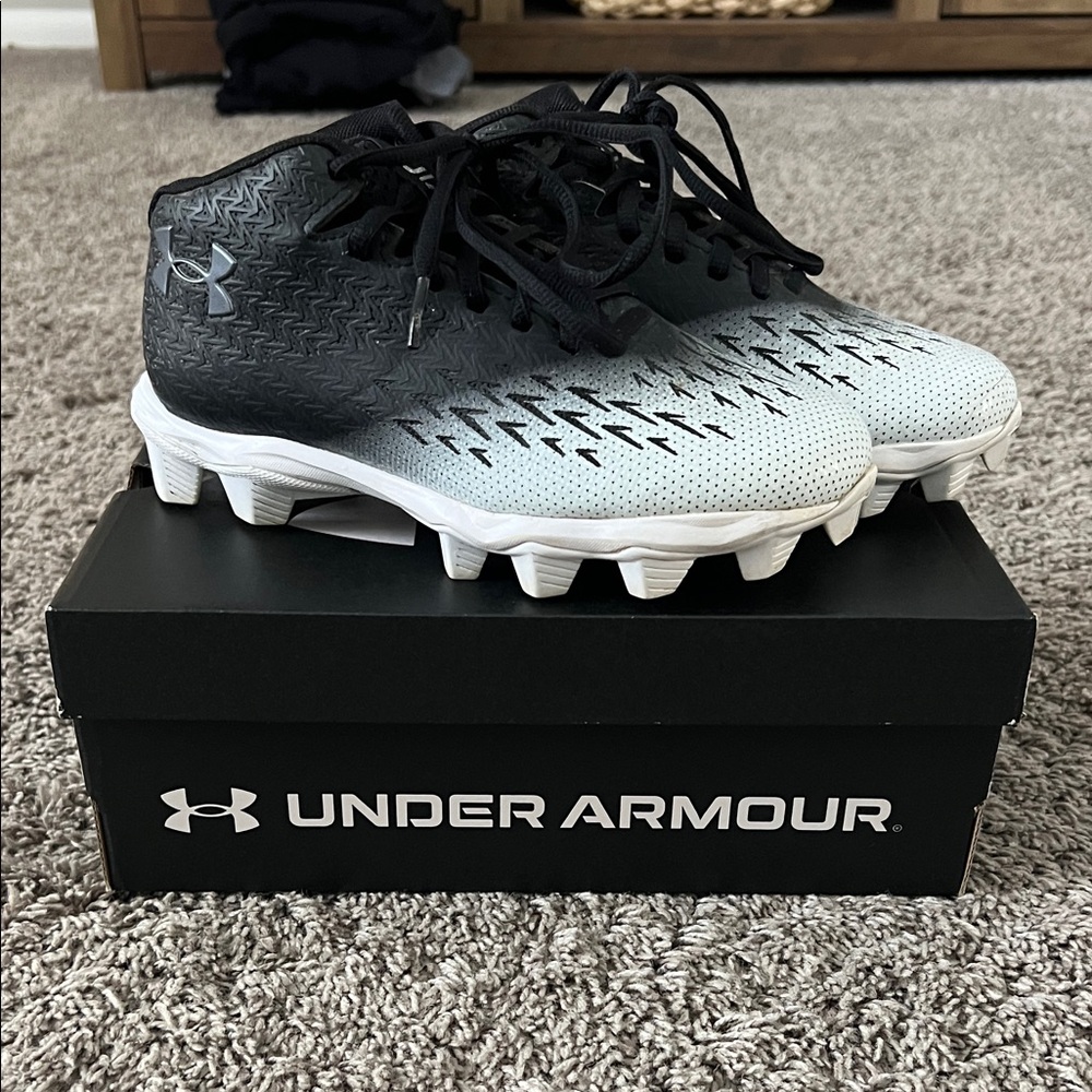 Under Armour Kids Black and White Cleats